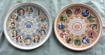 Pair Of 2 Wedgewood Queen's Ware Millennial Commemorative Plates For Literature, Art & Music