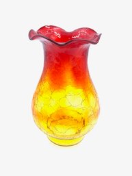 Vintage Amberina Crackle Glass Hurricane Chimney For Lamp/oil Lamp