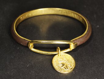 Vintage Gold Filled Bangle Bracelet Having Coin Amulet