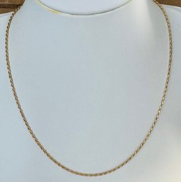 PRETTY GOLD OVER STERLING SILVER TWISTED ROPE CHAIN NECKLACE