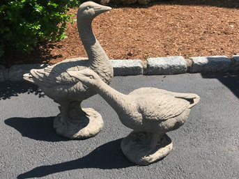 Two Vintage Style Concrete Coated Garden Birds - Life Size - Great Looking Pair - Lovely Details - WOW !