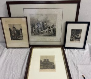 Four Framed Vintage Black And White Prints