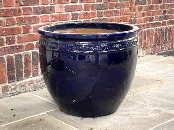 Extra Large Cobalt Blue Glazed Ceramic Planter