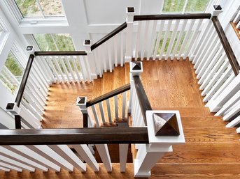 A Custom Mahogany Banister And White Painted Balustrade - At Least Two Stories