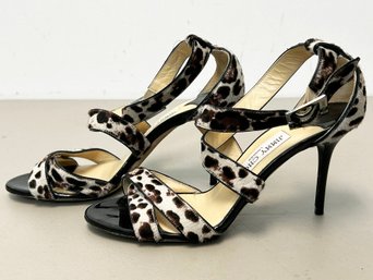 A Pair Of Peep Toe Heels In Animal Print By Jimmy Choo