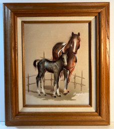 Adorable Mare & Foal Print On Canvas