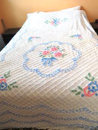 Vintage Chenille Fringe Queen Bedspread