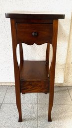 Beautiful Hand-crafted 2 Tier Narrow Solid Wood Accent Table W/ Single Drawer Storage