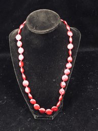 Base Metal Red Pearl Style Beaded Necklace 345