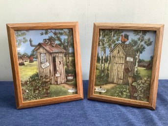 Pair Of Outhouse Prints