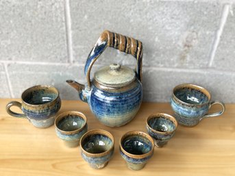 Crow Hill Pottery Tea Pot And Cups
