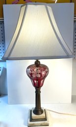 Beautiful Cranberry Etched Lamp