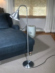 Great Looking Brushed Metal Modern Floor Gooseneck Lamp - Great Look ! - Goes With ANY Style Interior !