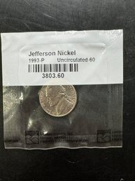 1993-P Uncirculated Jefferson Nickel In Littleton Package