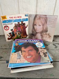 Lot Of 20 Vinyl Records Featuring Barbra Streisands, Dick Clark, Mickey Mouse Club & More!