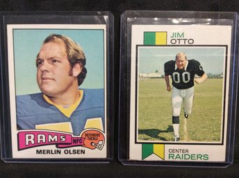 1973 Topps Jim Otto & 1975 Topps Merlin Olsen Cards - M