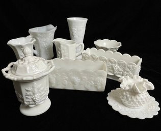 Lot Of Assorted Milk Glass Pieces