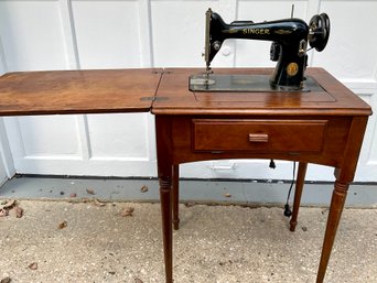 Antique Singer Sewing Machine & Table