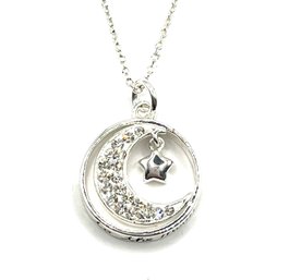 Beautiful Italian Sterling Silver Chain With CZ Moon And Dangle Star Pendant