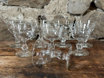 A Set Of Eight Vintage Tall Sherbets/Champagne Coupes In Blown Glass