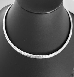 VTG Sterling Silver Flat Link Collar Necklace 15' Length Marked 925 Italy 26 Gram Weight