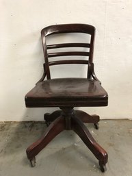 Vintage Wooden Swivel Desk Chair