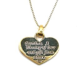 Vintage Italian Sterling Silver Chain With Vermeil Heart Inscribed Pendant