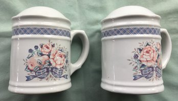 Pair Of 2 Vintage Farmhouse Rose Cooking Chef Master Size Shakers ` Salt, Pepper, Cinnamon, Sugar, Garlic Etc