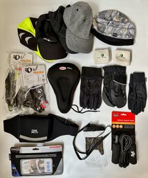 Sports Accessories: Gloves, Caps, Belt, Jump Rope, Fanny Packs, Bell Bike Seat Cover & More, Many Are New