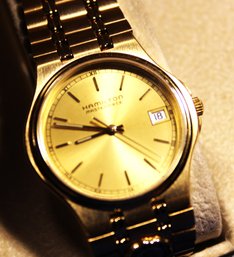 Gold Tone Hamilton 'masterpiece' Men's Wristwatch (back Is Loose)