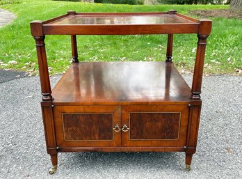 A Vintage Burled And Banded Mahogany Side Table, Possibly Baker