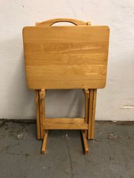Pair Of Wooden Folding Tables With Stand