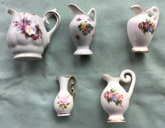 Lot Of 5 MCM Mid Century Miniature Pitchers / Creamers