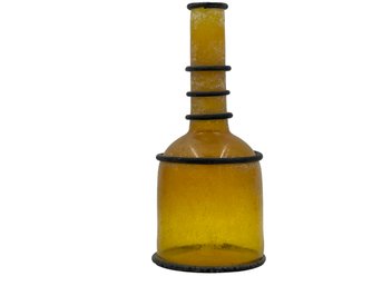 Scavo Finished Handblown & Sculpted Glass Long Neck Yellow Vase (c) - Crafted By A Local Guilford Artist-