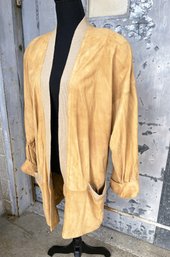 Linda Allard For Ellen Tracy- Camel Suede And Marino Wool Sweater/ Coat- Size 6