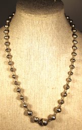 Fine Vintage Sterling Silver Beaded Necklace 17' Long