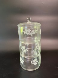 A Beautiful Etched Glass Canister - Catch Alls