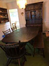 Dining Table And Hutch By Hunt Country Furniture With Custom Lazy Susan