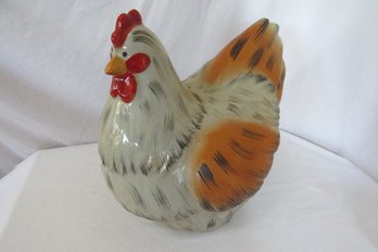 Large Glazed Ceramic Country Chicken Figurine