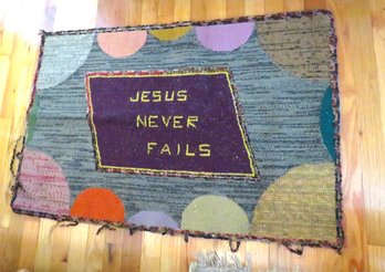 Hook Rug Jesus Never Fails 1964 Handmade