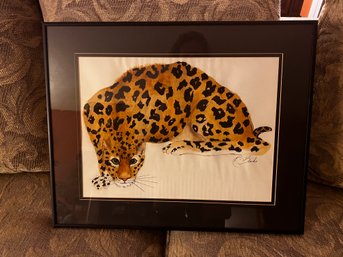 Crouching Leopard Framed Painting