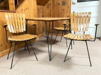 A Fabulous Mid Century Modern Slatted Maple Table And Set Of 3 Chairs