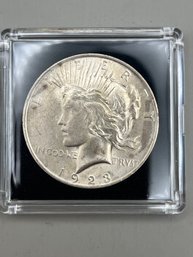 Beautiful 1923 Silver Peace Dollar In Plastic Case