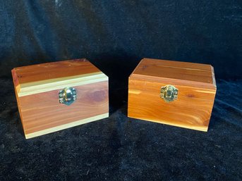 2 Piece Vintage Wooden Jewelry Boxes