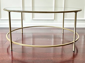A Modern Brass And Glass Coffee Table - 36' Round