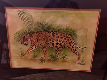 Walking Leopard Framed Painting