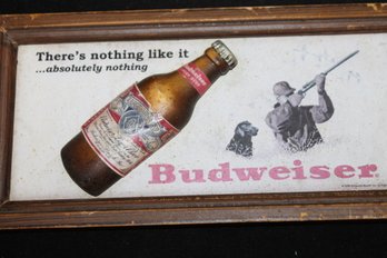 1960s Small Budweiser Beer 3 Dimensional Bar Advertising Sign With Gun And Hunting Dog