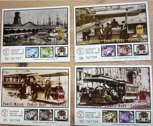 1990s SF Cable Car Postcards-Collectors Series 1 Postcard Ephemera Lot 4pcs