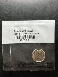 2001-D Uncirculated Roosevelt Dime In Littleton Package