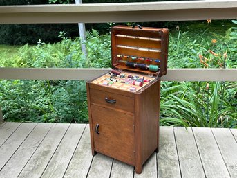 Vintage Solid Oak Sewing Cabinet